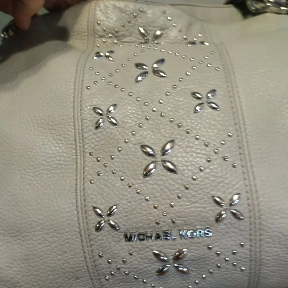 Michael Kors Gray Studded Leather Purse Shoulder bag